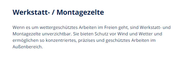Werkstattzelte